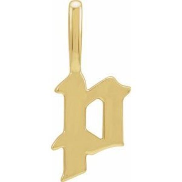 Kazi Luxury 14K Yellow Gold Gothic Initial P Charm/Pendant